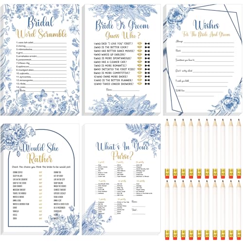 Bridal Shower Game Set - 145 Pcs Sunflower Floral Cards & Pencils