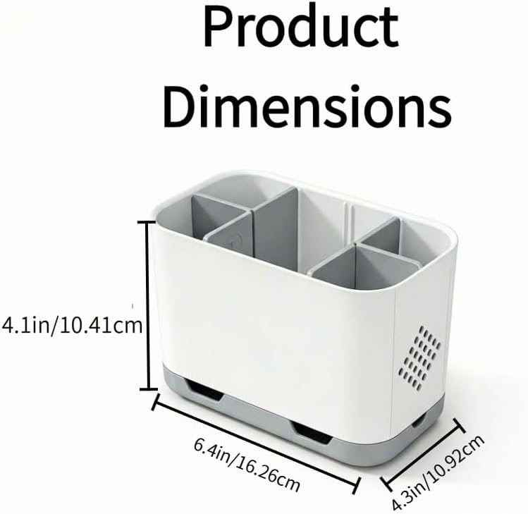 Toothbrush Holder - Bathroom & Kitchen Sink Organizer with Drain Tray | Sponge, Soap & Scrubber Storage Rack