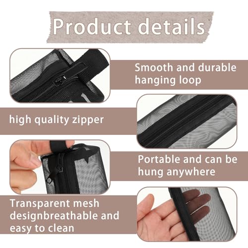 Styquenzer 3-Pack Mesh Makeup Bags - Clear Nylon Cosmetic Travel Pouches with Zipper