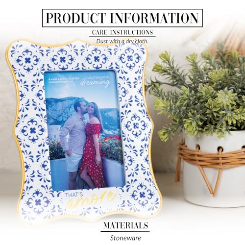 That's Amore Mediterranean Picture Frame - 6.5" x 8.25" - Stoneware Decorative Table Decor
