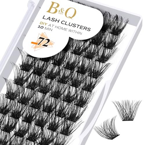 B&Qaugen 14mm D Curl Lash Clusters - 72 DIY Eyelash Extensions