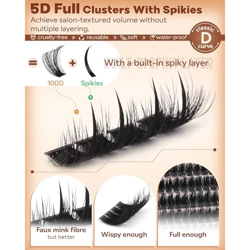 Goddvenus Manga Lash Clusters With Spikes Wispy Cluster Eyelash Extensions Fluffy Anime Eyelashes Clusters Reusable Faux Mink Fairy Individual Lash Extension (D Curve 12-18mm 204 pieces)
