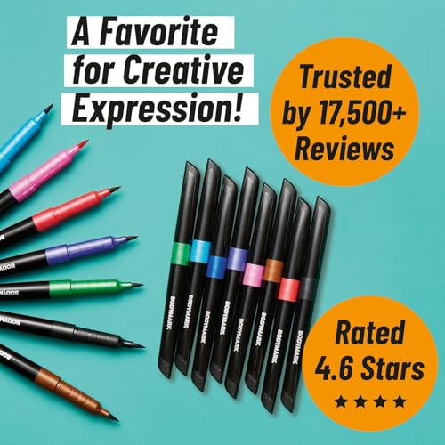 BODYMARK Temporary Tattoo Markers - 8-Count Skin-Safe Color Set