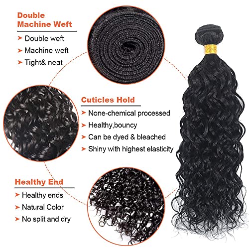 Black #1B Water Wave Human Hair Bundles 12 Inch Brazilian Virgin 50g - ZevPiul