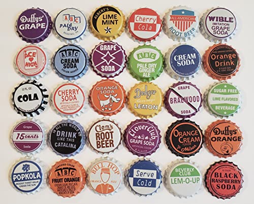 Vintage Soda Bottle Caps - 100 Random Designs, 1.25" Diameter