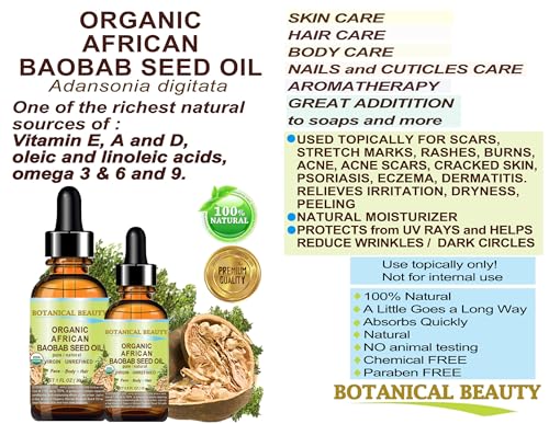 Organic Baobab Seed Oil - 100% Pure Cold-Pressed Skin & Hair Moisturizer, 15ml