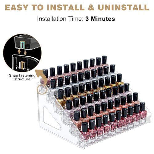 7-Tier Clear Acrylic Nail Polish Rack Display Stand for Cosmetics