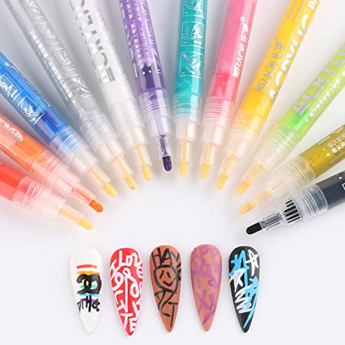 Fcozpjk 12-Piece Nail Art Marker Pen Set - Waterproof Gel Pens