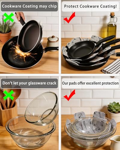 Pot and Pan Protectors Set - 12 Anti-Slip Dividers in 3 Sizes