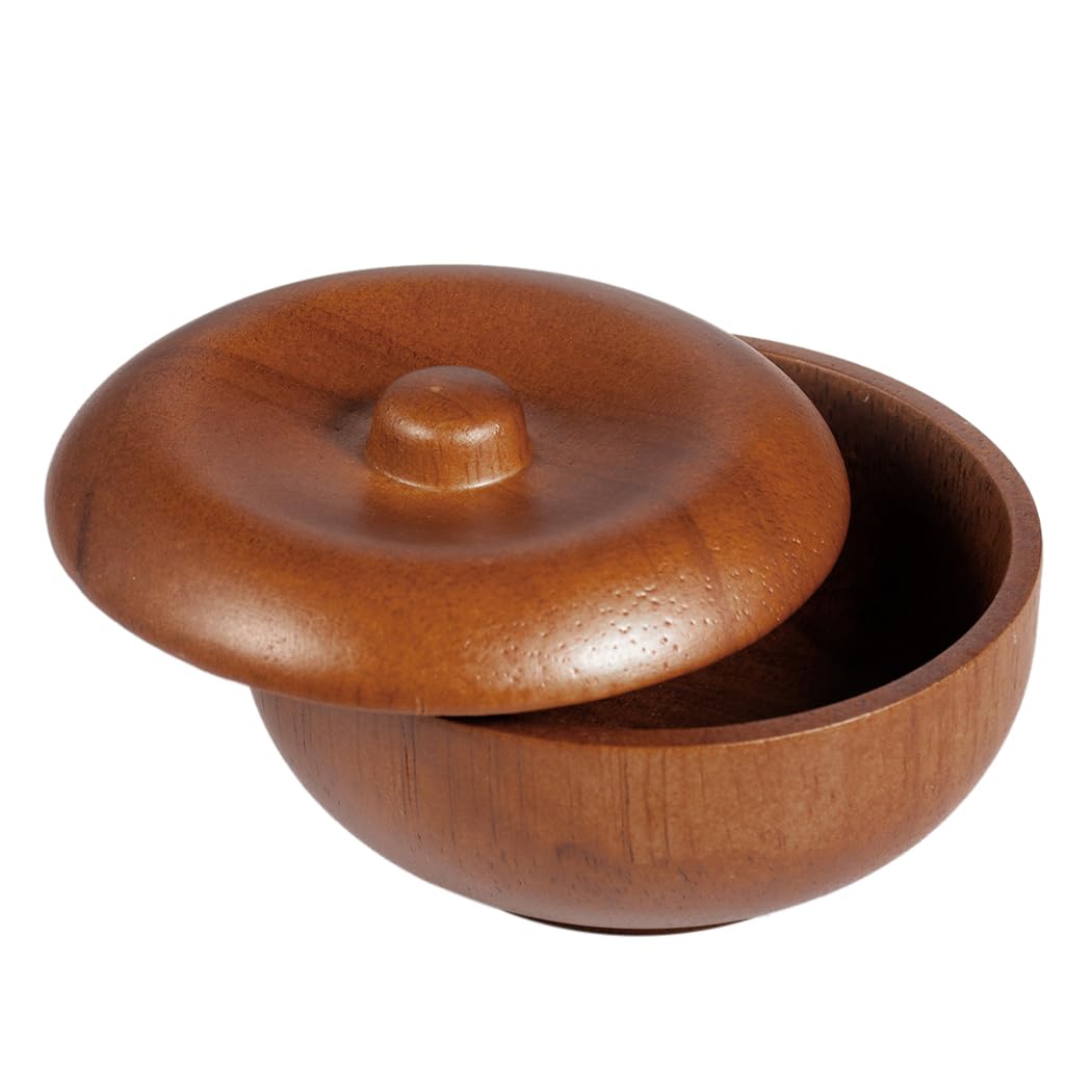 Danweix Wooden Shaving Bowl with Lid, Shaving Soap & Cream Bowl for Men Classic Style Easy to Lather Fits Wet Shaving (5#)