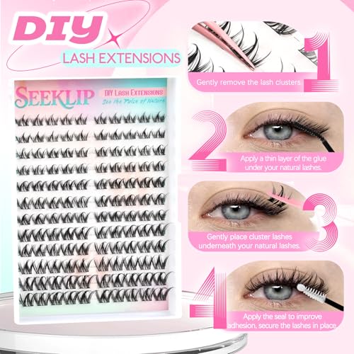 SeekLip Spiky Doll Manga Eyelash Clusters 8-16mm Natural DIY False Lashes 120 Pcs