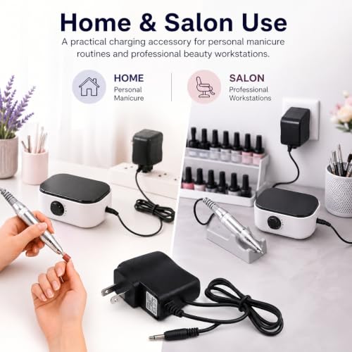 Beavorty 9V 1A Power Charger Adapter for Electric Nail Drill Machines