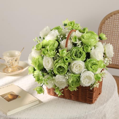 Silk Peony Artificial Flowers Bouquets - 2 Bunches for Home Decor