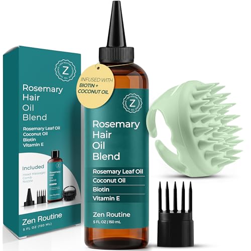 Zen Routine Rosemary Oil for Hair Growth Set with Scalp Massager