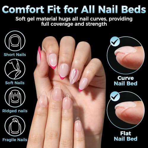 Luckyfairy Short Almond Nail Tips A-ShortAlmond 360PCS Soft Gel False Nails