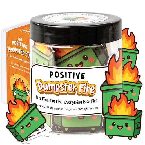 Positive Dumpster Fire Affirmation Cards - 60 Hilarious Support Cards in Jar