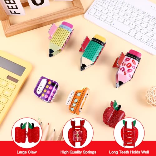 6-Piece School-Themed Hair Claw Clip Set for Teachers