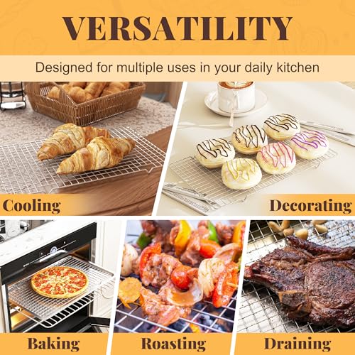 Stainless Steel Cooling Racks - 2 Pack 10" x 16" for Baking & Grilling