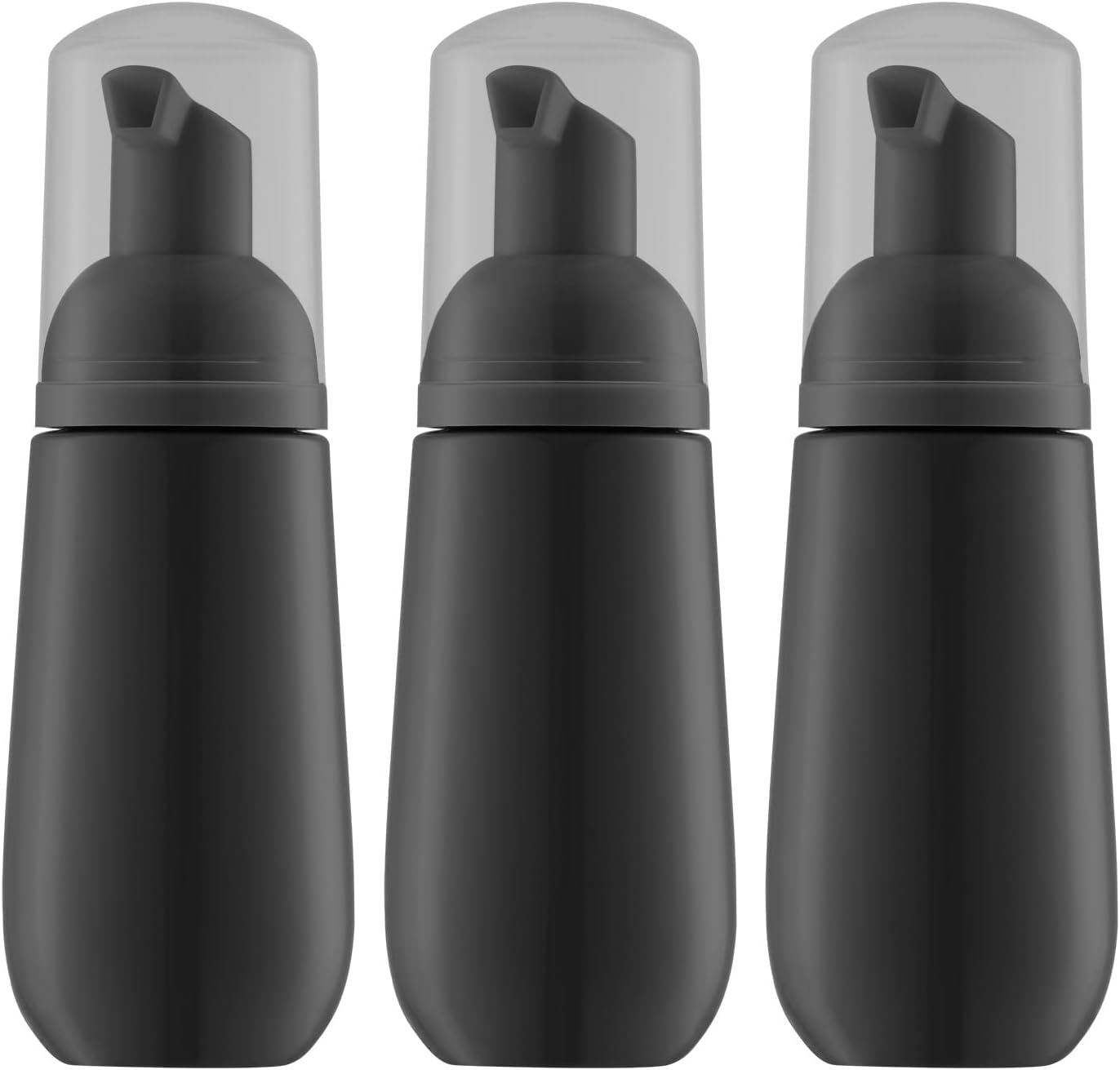 Empty 2oz Foam Bottle - Travel Foaming Pump Dispenser for Hand Soap & Shampoo | 3-Pack, Black
