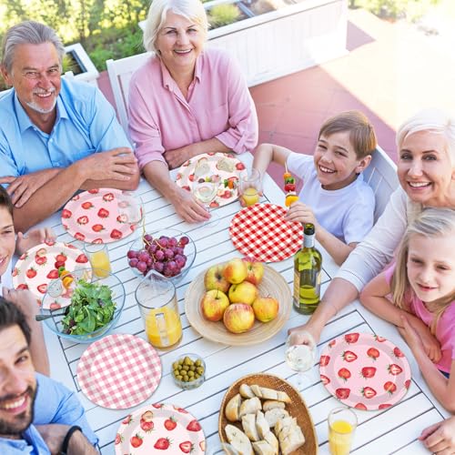 48-Count Strawberry Paper Plates - 7-Inch Disposable Dinnerware Set