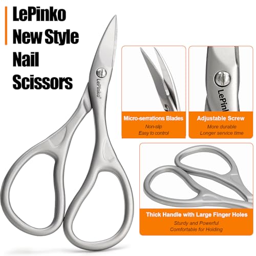Heavy Duty Nail Scissors with Micro-Serrated Blades - Precise Grooming Tool
