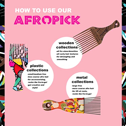 Afropick Anti-Static Afro Pick Comb for Curly Hair - 1 Count (Fresher Prince)