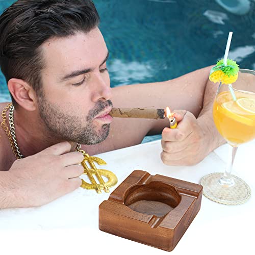 Luxury Wood Cigar Ashtray for Outdoor Patio - YUIRQIIN
