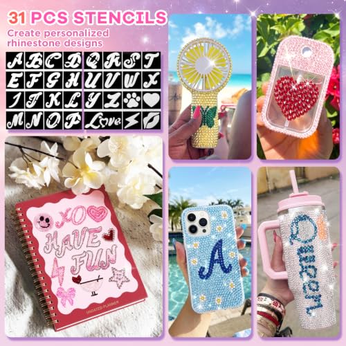 Zefy 56000 Pcs 3mm Resin Rhinestones Bedazzler Kit with Stencils