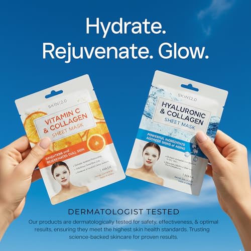 Skin 2.0 Vitamin C & Hyaluronic Acid Face Mask Set – 10 Count
