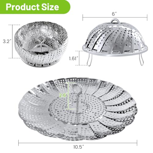 Sayfine Premium Stainless Steel Vegetable Steamer Basket - Expandable & Foldable