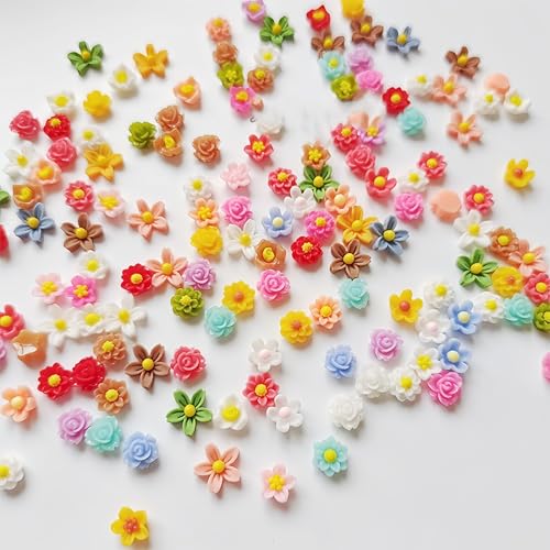 300PCS 3D Floral Nail Charms - Colorful Flower Rhinestones for Nail Art