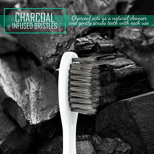 Lingito Travel Charcoal Toothbrush Set - Portable Soft Bristles (2 Pack)