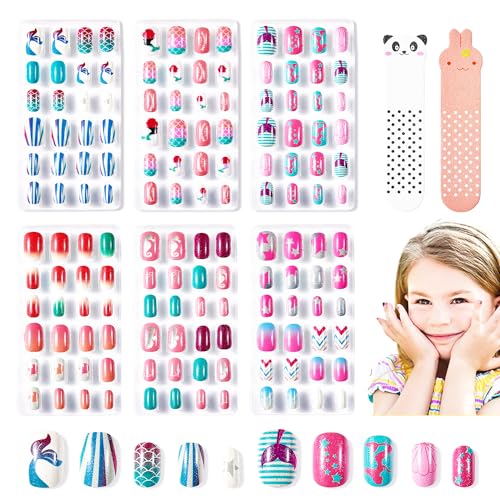 Modelones Kids Press on Nails Set - 144 Pcs Glitter Mermaid Art