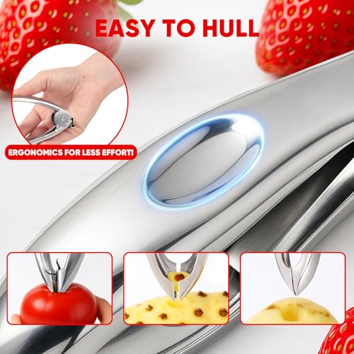 YYP Stainless Steel Strawberry Huller with Ergonomic Handle