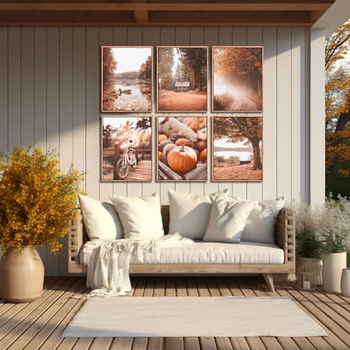 Autumn Landscape Canvas Wall Art Prints - 6pcs 8x10in Rustic Decor