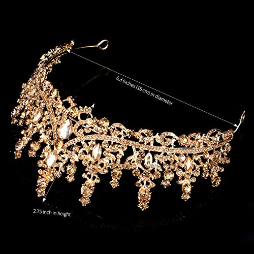 COCIDE Gold Crystal Tiara Crown for Women | Rhinestone Hair Accessory