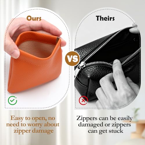 Tiltol Brown Small Makeup Bag Set - 2 PCS Portable Cosmetic Pouches