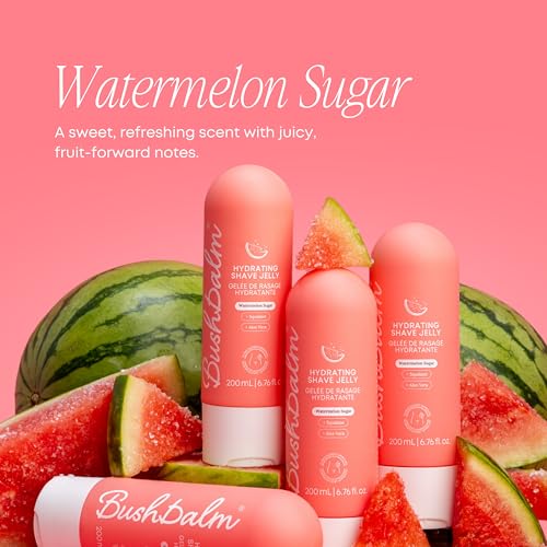 Bushbalm Hydrating Shave Jelly ? Premium Soothing Shaving Gel for Women - Squalane and Aloe Vera, Helps With Post Shave Redness ? 200ml Watermelon Sugar