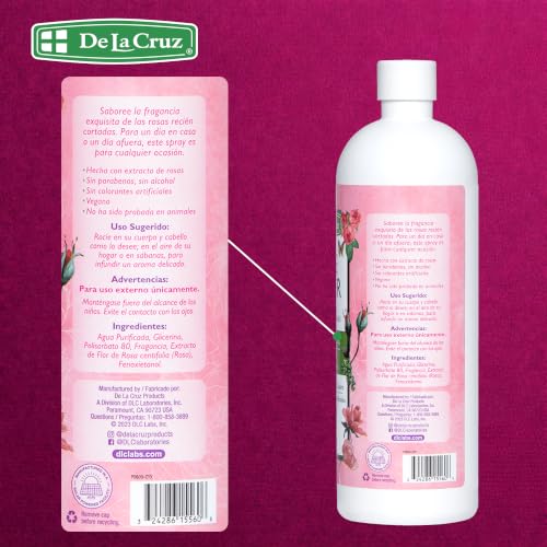 De La Cruz Rose Water Body & Hair Mist - 16 Fl Oz Refill