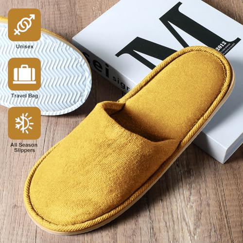 Large Yellow Disposable Spa Slippers for Premium Guests - 2-6 Pairs