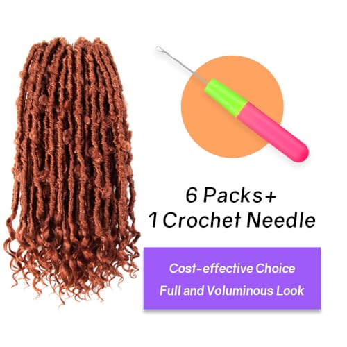 Butterfly Locs Crochet Hair 14 Inch - Curly End Faux Locs 350# (Ginger Red) - Pack of 6