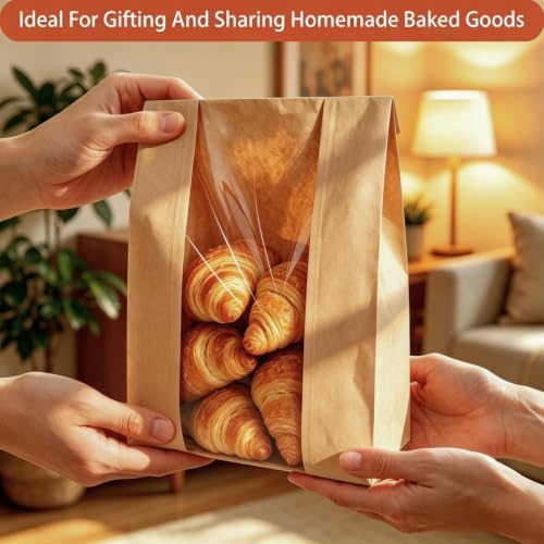 60 Pcs Clear Window Bread Bags for Homemade Sourdough & Baked Goods