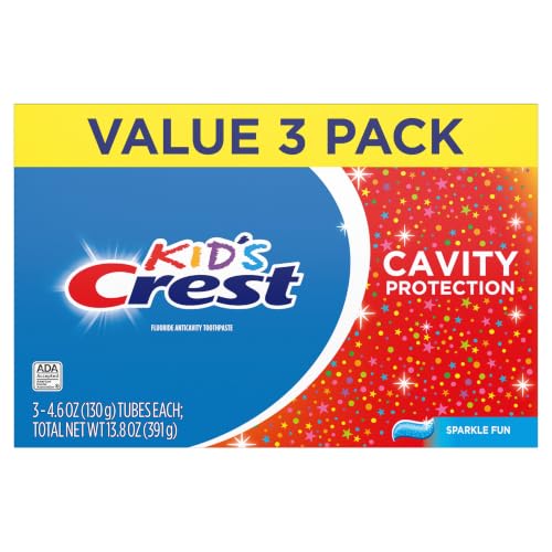 Crest Kids Cavity Protection Toothpaste Sparkle Fun 4.6oz Triple Pack - Kid-Friendly Fluoride Toothpaste