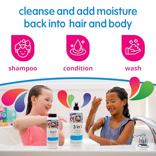 SoCozy 3-in-1 Kids Shampoo, Conditioner & Body Wash - Gentle Cleanser with Keratin & Kiwi Extract, Paraben-Free