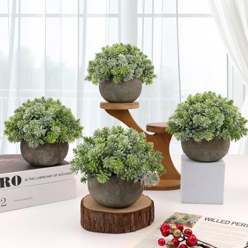 Gresorth 5-Inch Artificial Sage Potted Plant - Realistic Faux Bonsai