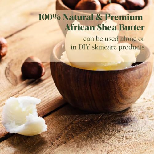 White Naturals Shea Butter 8oz - Pure, Raw, Unrefined, Grade A Moisturizer for Skin & Hair, DIY Lip Balm & Stretch Marks