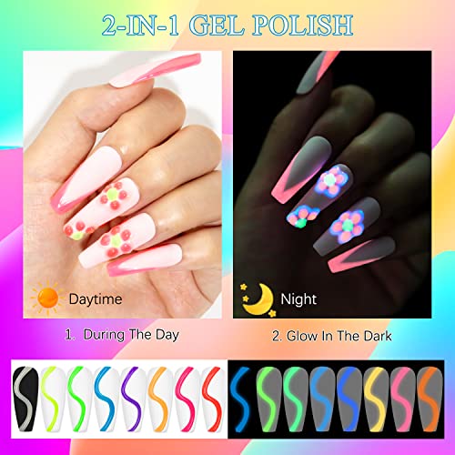 Glow in The Dark 3D Nail Art Gel – SUPWEE 8-Color Set, 15g Each