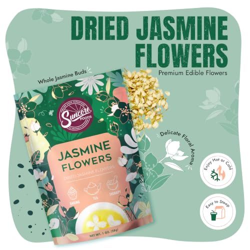 Premium Dried Jasmine Flowers for Tea and Baking - 1oz