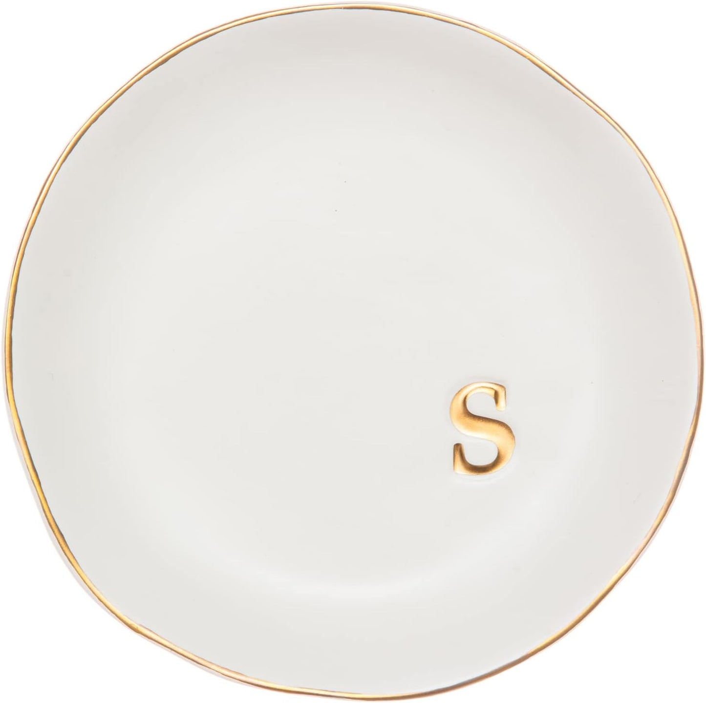 Ceramic Jewelry Tray - Decorative Trinket Dish for Rings, Earrings & Necklaces | 4.75" White Surface