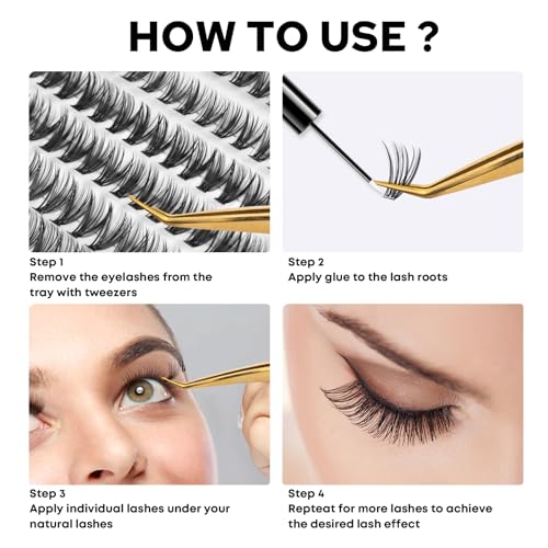 WONSIS 30D 8-16mm Natural Lightweight Reusable False Eyelash Clusters - Soft & Thin